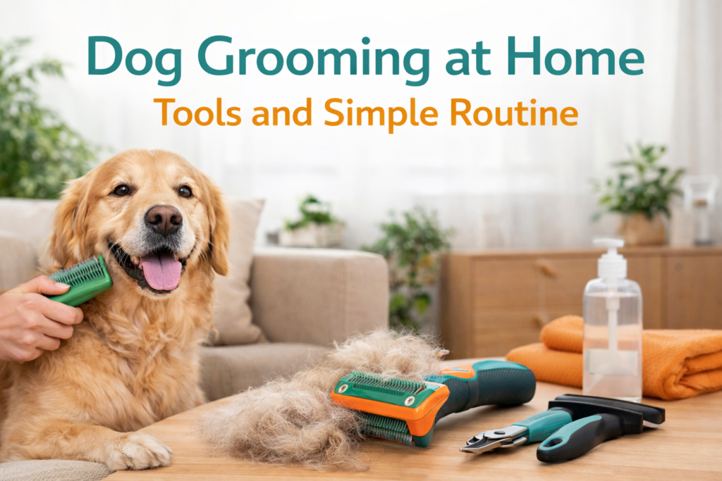 Dog grooming at home using basic tools