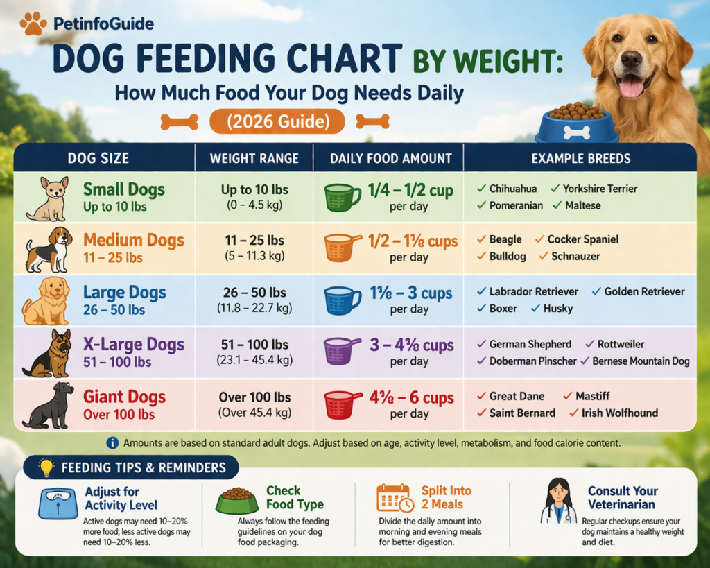 Dog Feeding Chart by Weight: How Much Food Your Dog Needs Daily (2026 Guide)